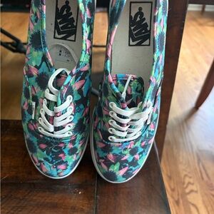 Vans Blue and Pink Floral Sneakers